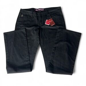 Foxy Jeans LoveAlways Y2K Black low Rise Str leg jeans embroidered Jr 15 NEW
